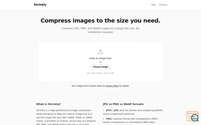 Screenshot of Shrinkly