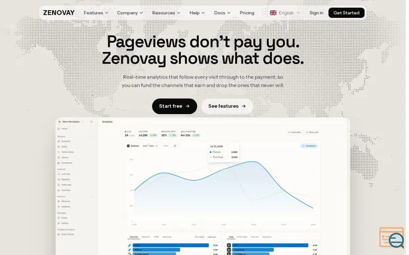 Screenshot of Zenovay, a launch using Microlink