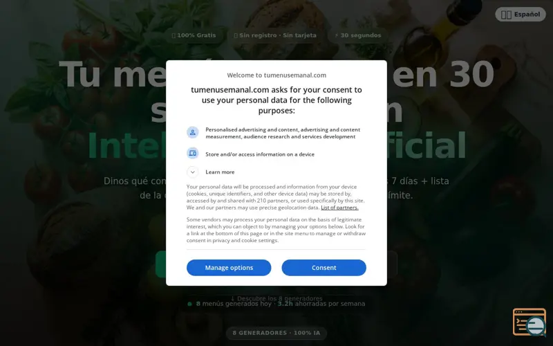 Screenshot of TuMenuSemanal