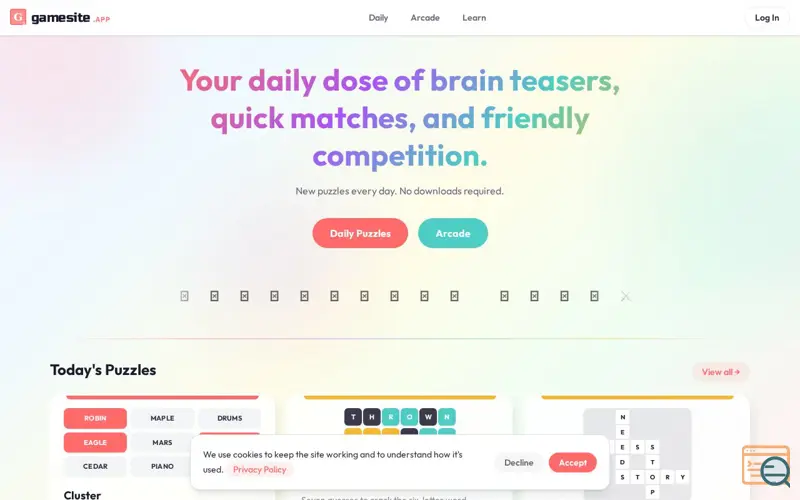 Screenshot of Gamesite, a launch using SoundCloud