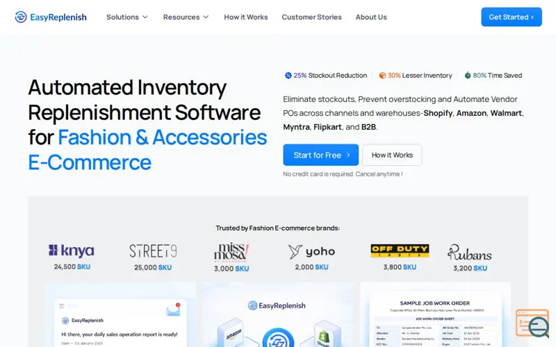 Screenshot of EasyReplenish, a launch using SaaS Browser