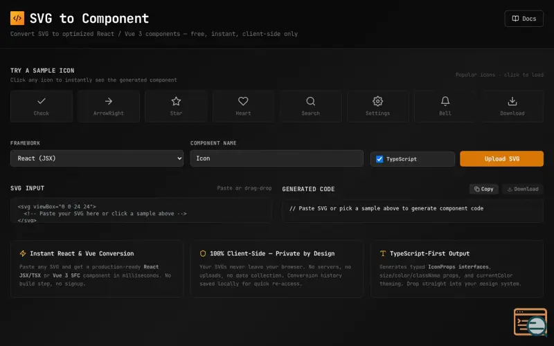 Screenshot of SVG to Component Converter