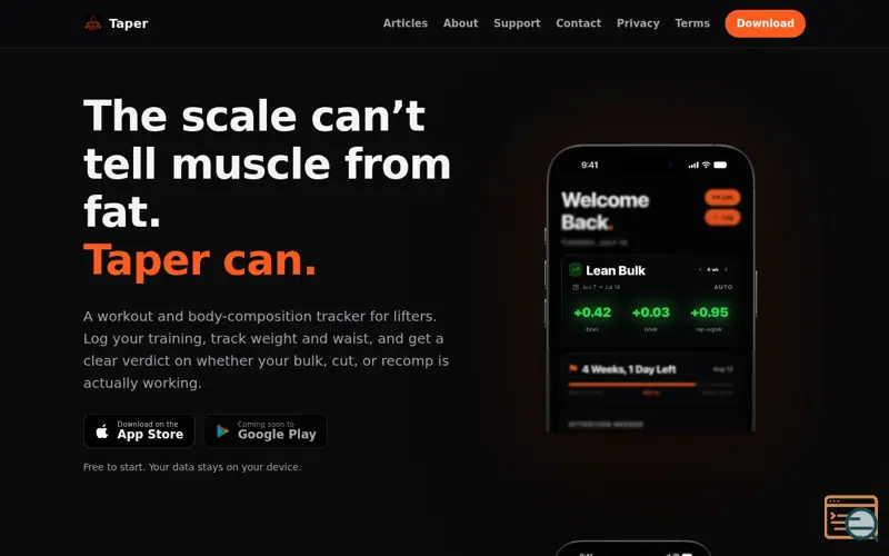 Screenshot of Taper: Muscle & Fat Tracker