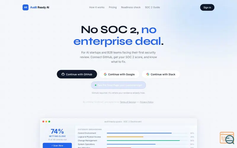 Screenshot of Audit Ready AI | AR AI