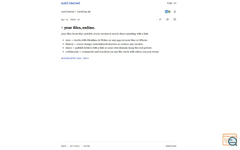 Screenshot of Sublimated