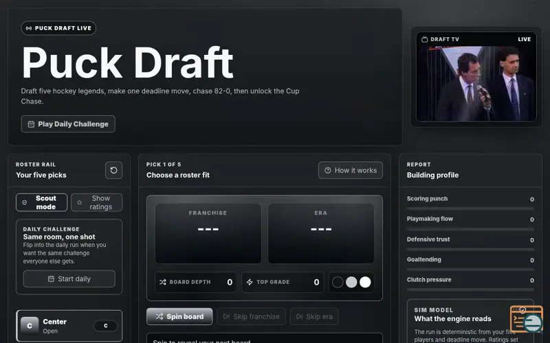 Screenshot of PuckDraft