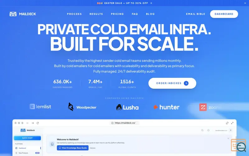 Screenshot of https://maildeck.co/, a launch using Guideflow