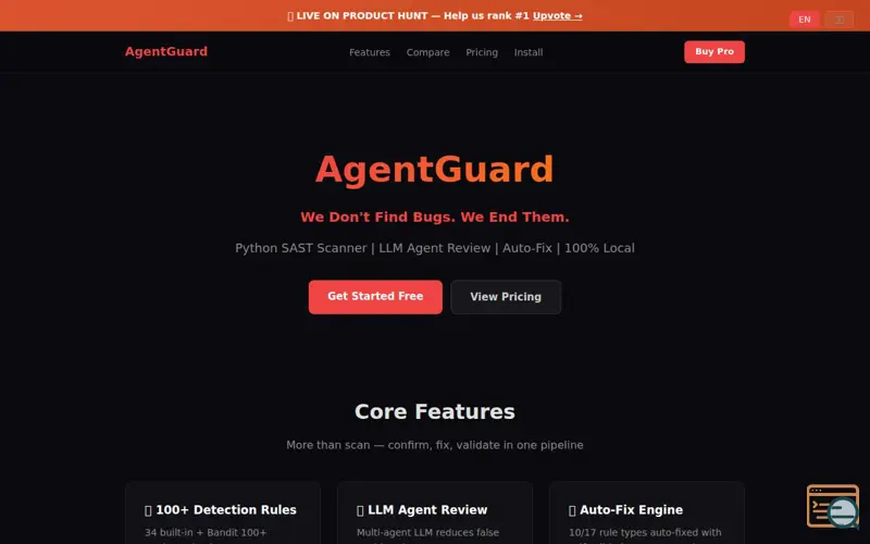Screenshot of AgentGuard