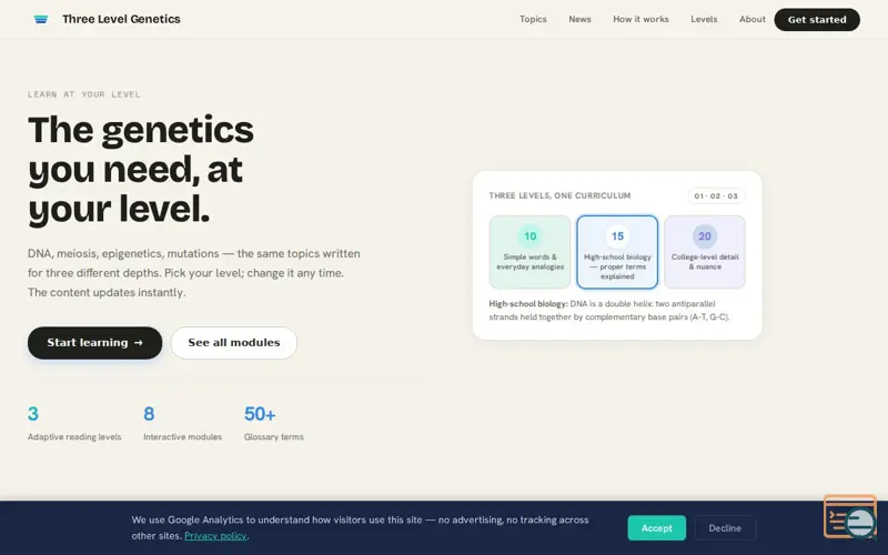 Screenshot of Three Level Genetics