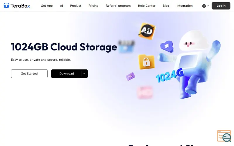Screenshot of terabox.com, a launch using TeraBox