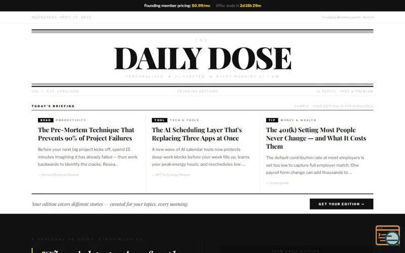 Screenshot of The Daily Dose