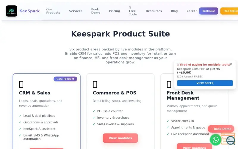 Screenshot of Keespark One Business Management Suit