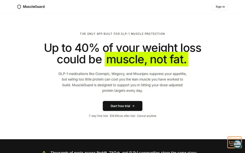 Screenshot of MuscleGuard