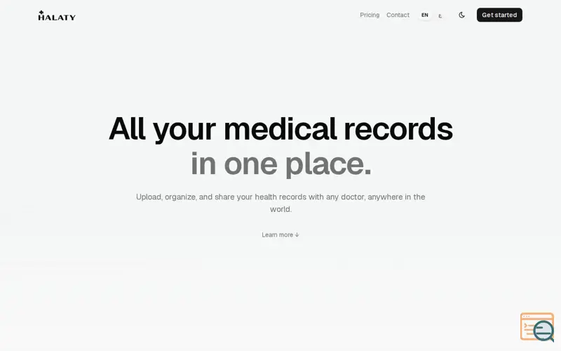 Screenshot of Halaty — Your Personal Health Records, a launch using Whop