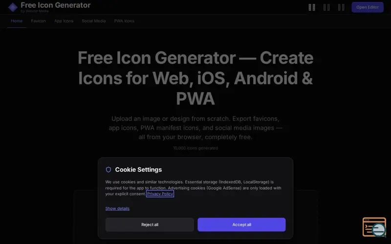 Screenshot of Free Icon Generator — all platforms