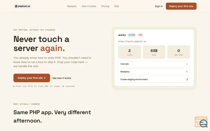 Screenshot of PHP HOST