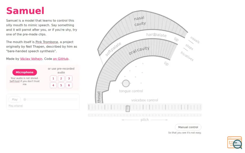 Screenshot of Samuel, a Silly Speech Model