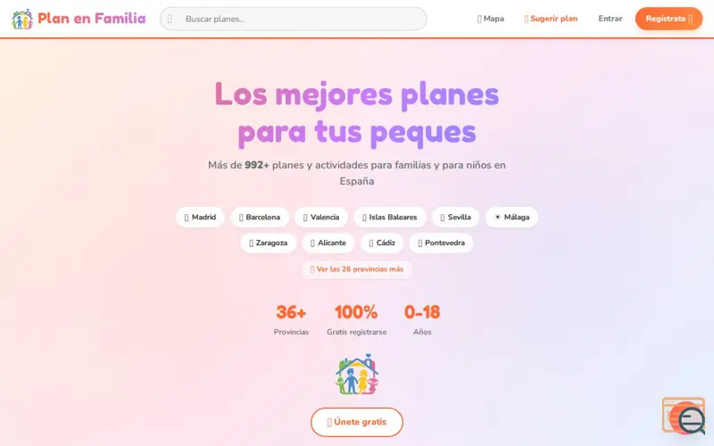 Screenshot of Plan en Familia