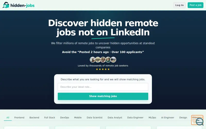 Screenshot of Hidden Jobs