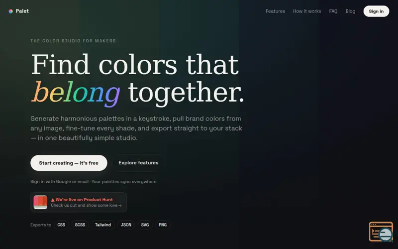 Screenshot of Palet
