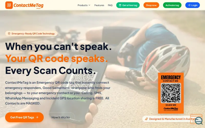 Screenshot of ContactMeTagAU