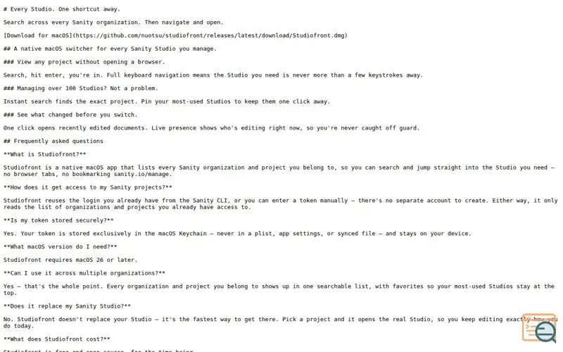 Screenshot of Studiofront