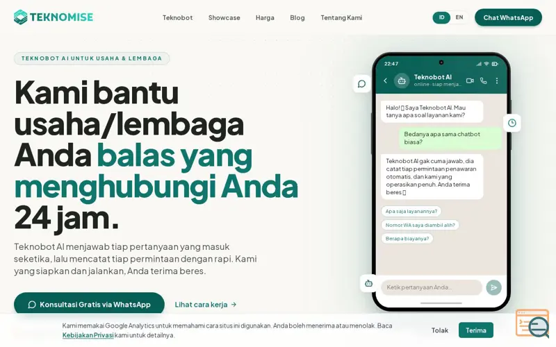 Screenshot of Teknobot AI