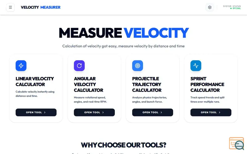 Screenshot of Velocity Measurer for physics laws