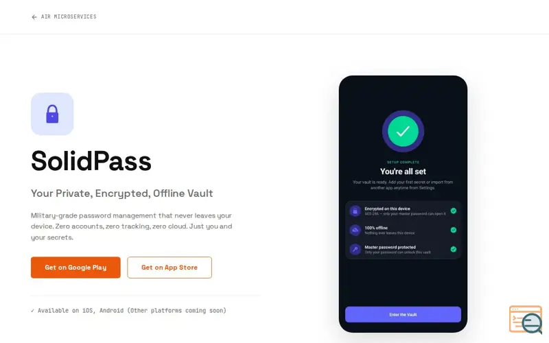 Screenshot of SolidPass Offline Vault