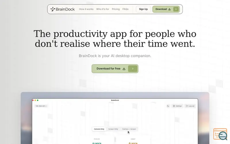 Screenshot of BrainDock