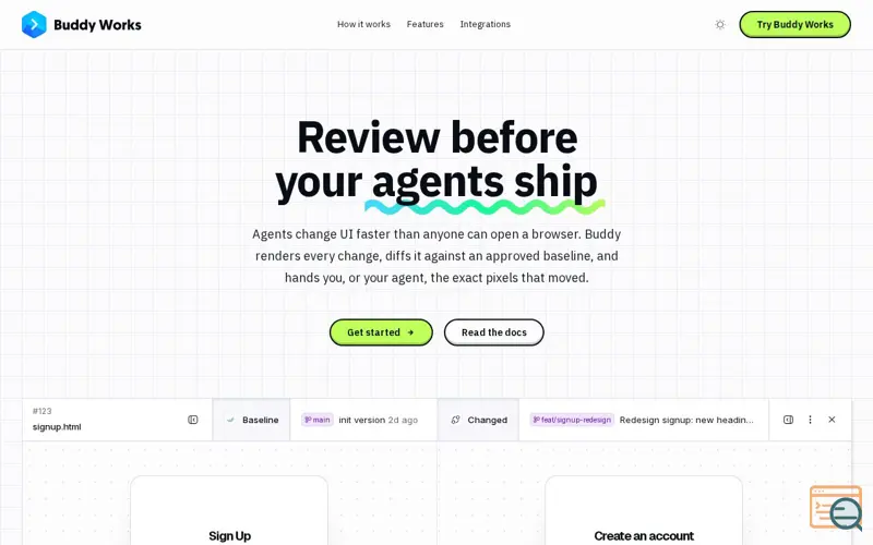Screenshot of Buddy Visual Tests