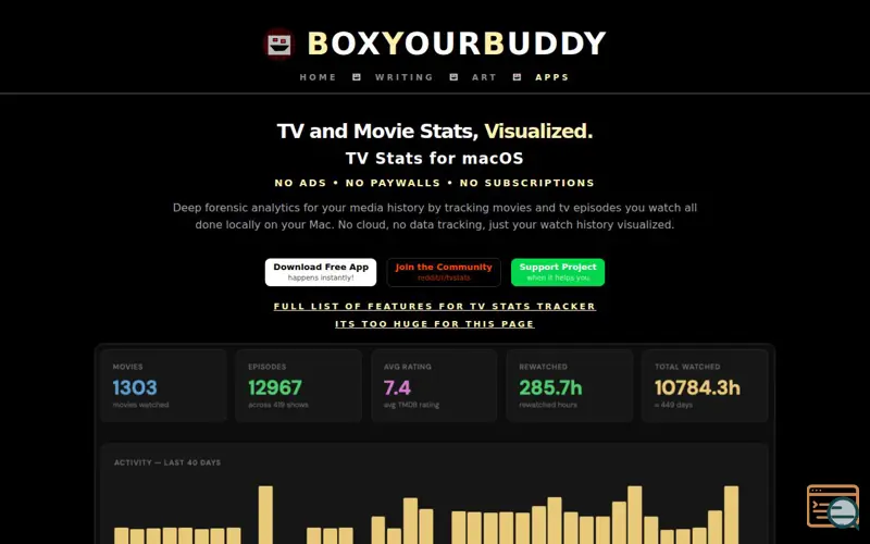 Screenshot of TV Stats for macOS - Free Movie Tracker