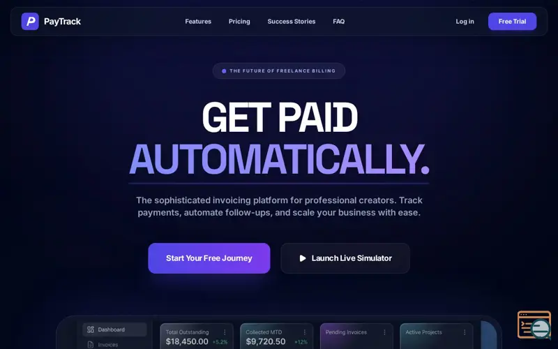 Screenshot of paytrack