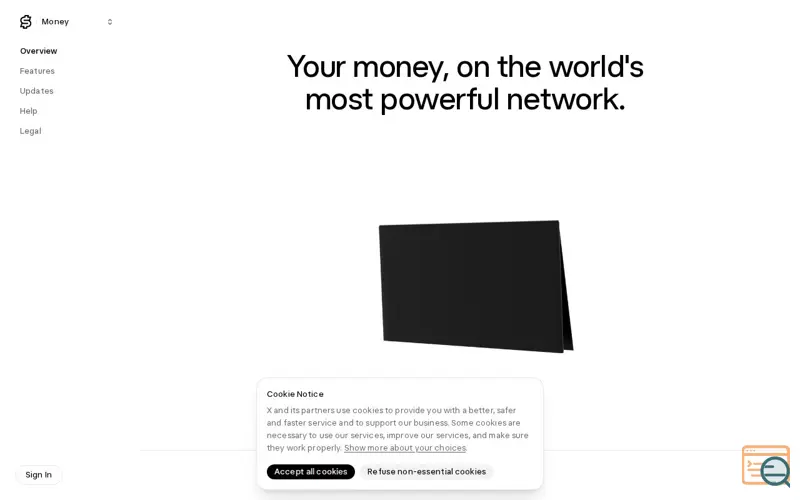 Screenshot of X Money