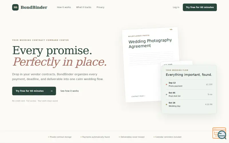Screenshot of BondBinder