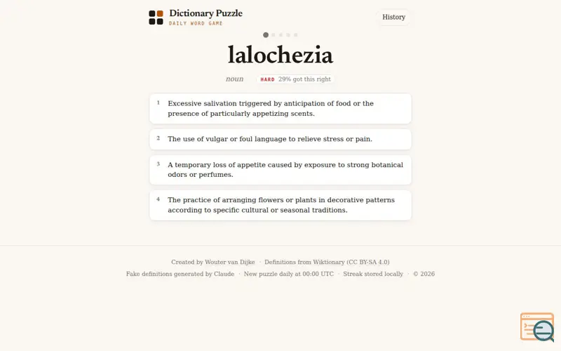 Screenshot of Dictionarypuzzle