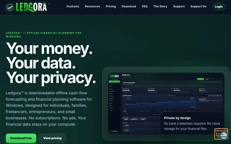 Screenshot of Ledgora — Offline financial planning and cash-flow forecasting