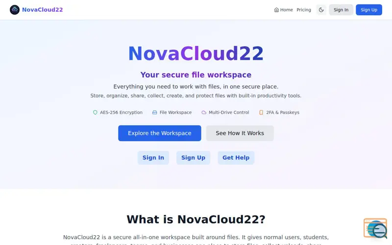Screenshot of NovaCloud22