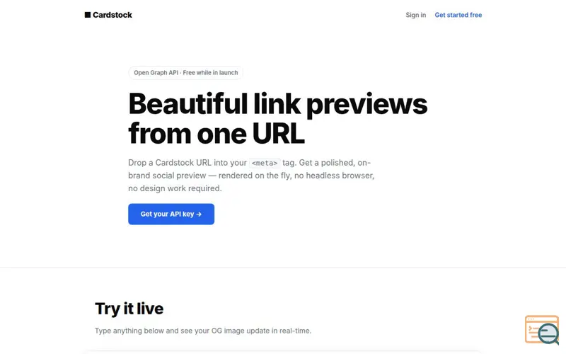 Screenshot of Cardstock — Beautiful link previews from one URL