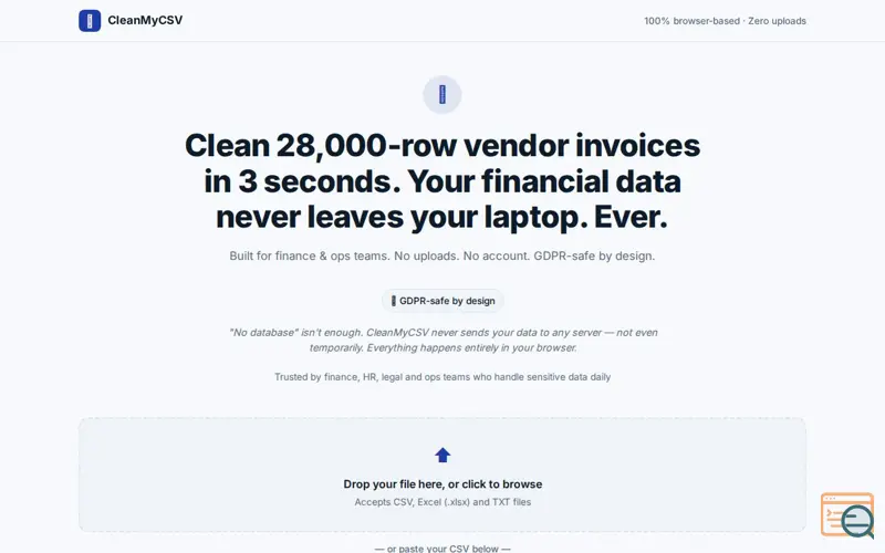 Screenshot of CleanMyCSV