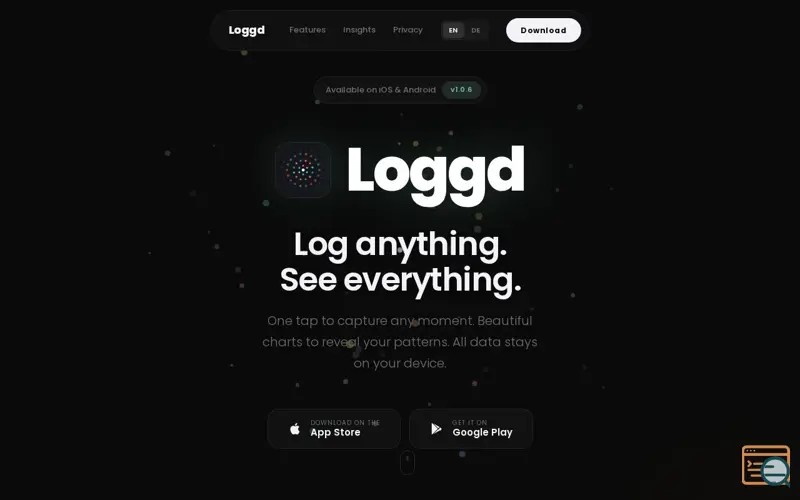 Screenshot of Loggd — Log anything. See everything.
