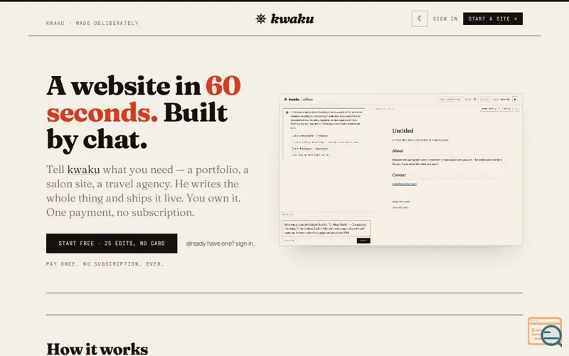 Screenshot of Kwaku — Zero-subscription web builder