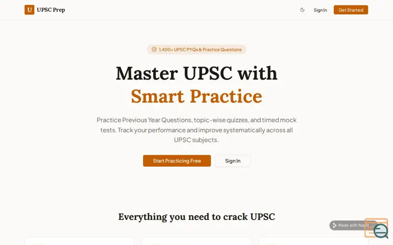 Screenshot of UPSC Quiz App