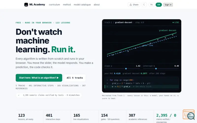 Screenshot of Mltraining