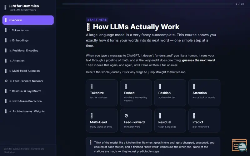 Screenshot of LLM for Dummies