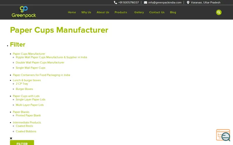 Screenshot of GreenPack India 