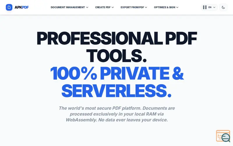 Screenshot of APKpdf — Private PDF Tools Online