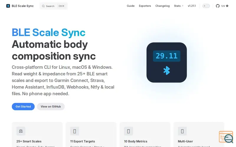 Screenshot of BLE Scale Sync