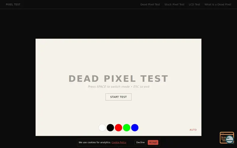 Screenshot of Dead Pixel Test