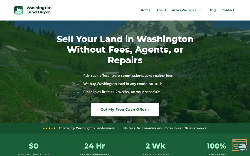 Screenshot of Washington Land Buyer